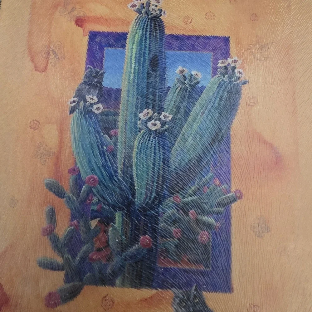 VTG Tuftop Tempered Glass Saguaro Cactus Trivet Soutbwest 6x6